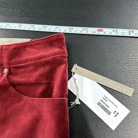 Soft Surroundings Blakely Velveteen Pants in Cabernet Red Color - 22W - Picture 8 of 11